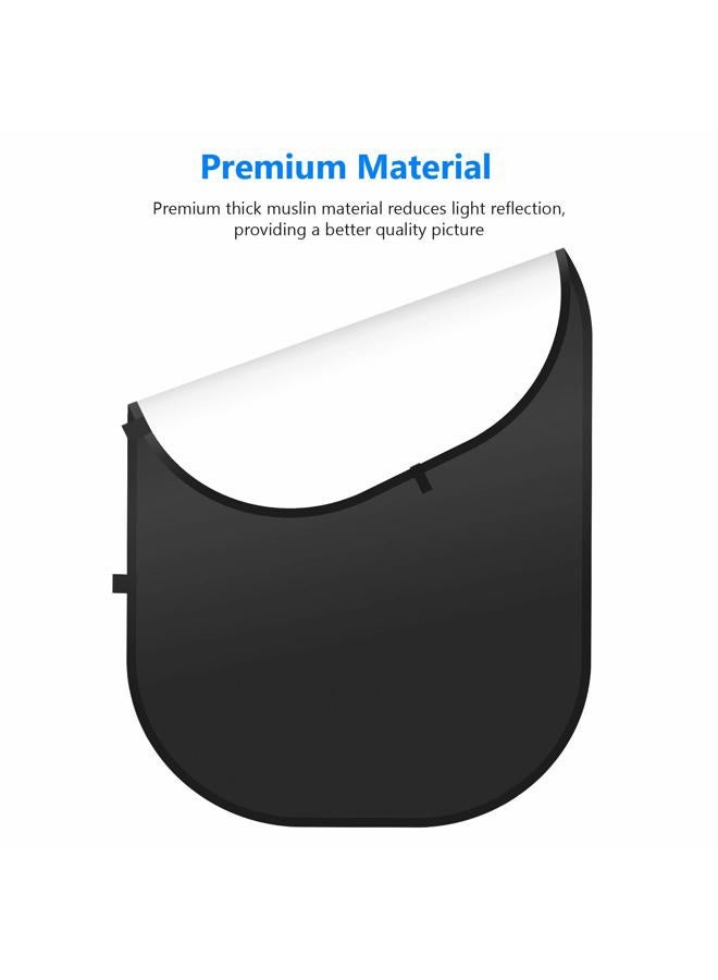 Neewer Chromakey Backdrops, Double Sided Black Screen and White Screen, 2 in 1 Collapsible and Reversible Background for Photography, Gaming and Live Streaming, 5'×6.6'/1.5m×2m (Black/White) - Image 2