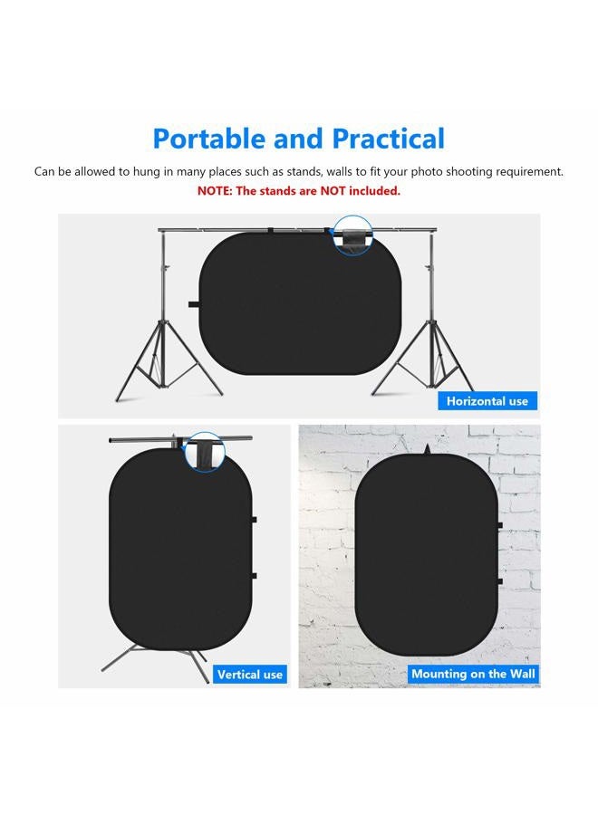 Neewer Chromakey Backdrops, Double Sided Black Screen and White Screen, 2 in 1 Collapsible and Reversible Background for Photography, Gaming and Live Streaming, 5'×6.6'/1.5m×2m (Black/White) - Image 3