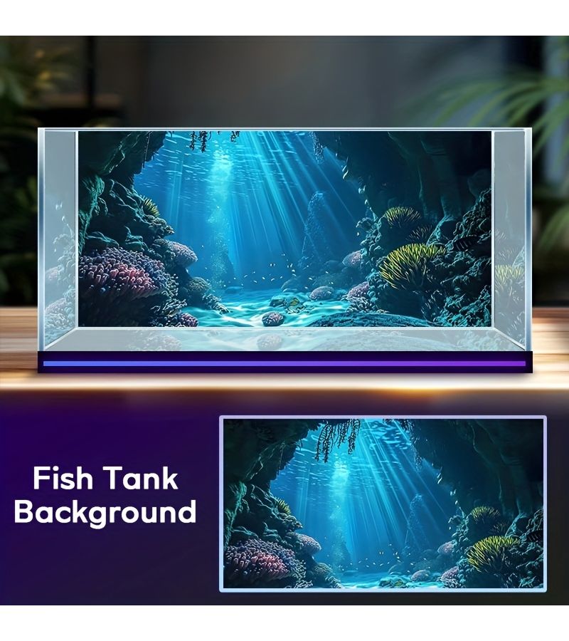 High Definition Aquarium Background Painting Underwater Cave Decorative Art Coral Themed Sticker 29.53 17.72 Inch - Image 4