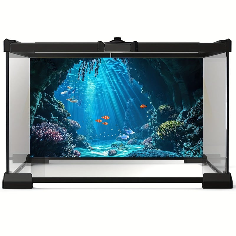 High Definition Aquarium Background Painting Underwater Cave Decorative Art Coral Themed Sticker 29.53 17.72 Inch - Image 5