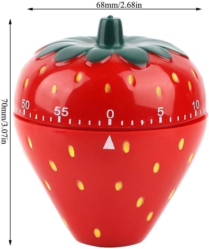 Maxmartt Maxmartt Kitchen Timer Strawberry Shaped Wind Up 60 Minutes Manual Countdown Mechanical Time Reminder No Batteries Loud Ring Cute Strawberry Timer for Kitchen Classroom Home Cooking and Study  - Image 5