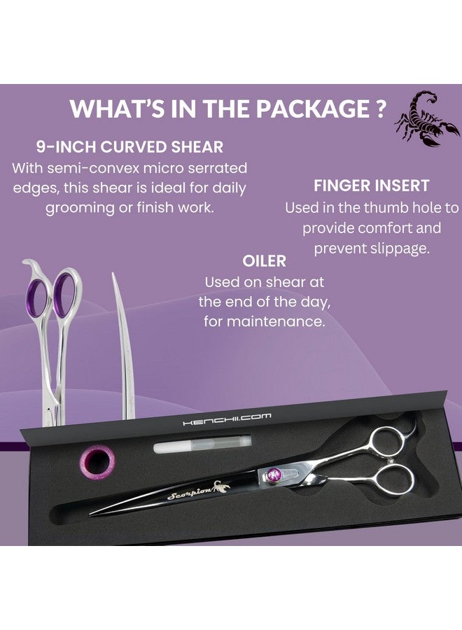 Kenchii Scorpion 9 Inch, Curved Grooming Scissors for Dogs and Pets - Premium Steel Scissors for Dog Grooming - Dog Shears Pet Grooming Accessories - Pet Hair Trimming Scissor - Image 4