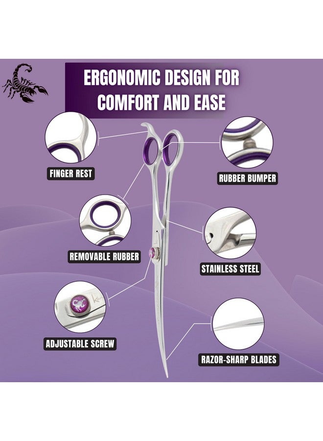 Kenchii Scorpion 9 Inch, Curved Grooming Scissors for Dogs and Pets - Premium Steel Scissors for Dog Grooming - Dog Shears Pet Grooming Accessories - Pet Hair Trimming Scissor - Image 3