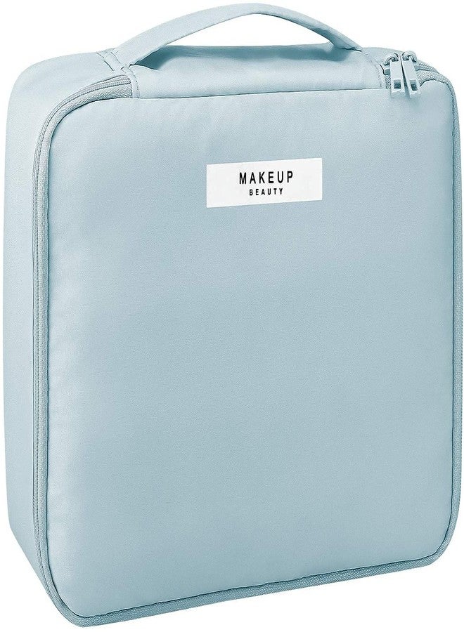 فوركلز حقيبة مستحضرات تجميل FORKLS (16 سم) | حقيبة مكياج أنيقة وصغيرة الحجم بسحاب إغلاق | خفيفة الوزن ومنظمة مثالية للسفر | علبة تخزين صغيرة متينة للإكسسوارات (أزرق_متوسط) - Image 1
