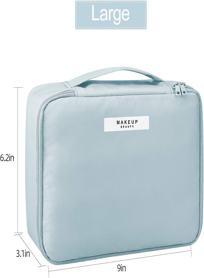 فوركلز حقيبة مستحضرات تجميل FORKLS (16 سم) | حقيبة مكياج أنيقة وصغيرة الحجم بسحاب إغلاق | خفيفة الوزن ومنظمة مثالية للسفر | علبة تخزين صغيرة متينة للإكسسوارات (أزرق_متوسط) - Image 4