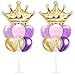 Seematn 2 Set Princess Balloon Stand Kits Purple Gold Crown Balloons Sticks Holder with Base Princess Birthday Party Table Centerpiece Kit for Woman Queen Wedding Baby Shower Fairy Tale Decoration - Image 2