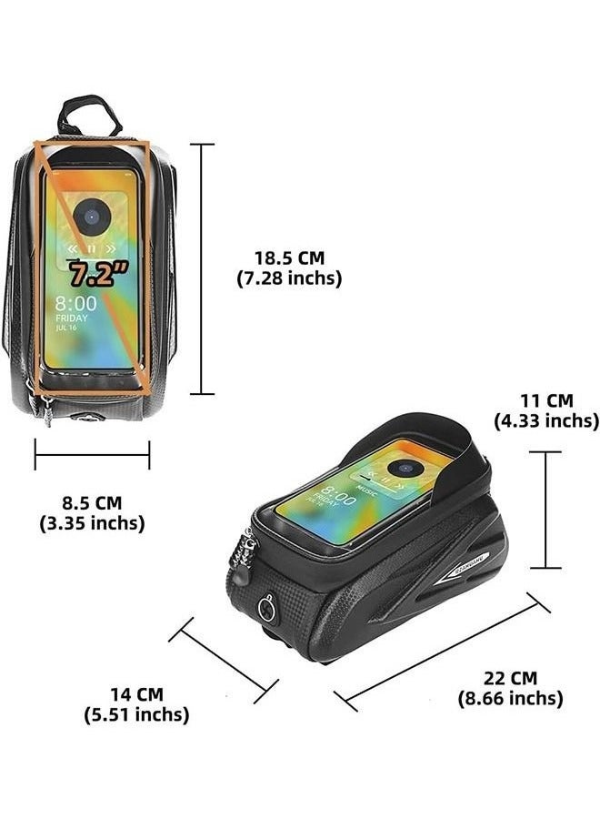 BAEKO Bike Phone Bag - Waterproof Bike Front Frame Bag Sensitive Touch Screen, Top Tube Handlebar Bag,Cycling Storage Bag Fits Under 7.2 inch 1.5 Liter Volume  - Image 5