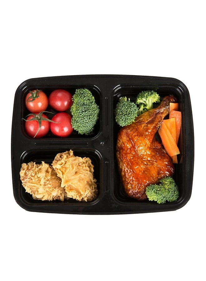 NIBEMINENT 20-Piece 3 Compartment Disposable Food Container With Lid Black 16x22.9x5.9cm - Image 1