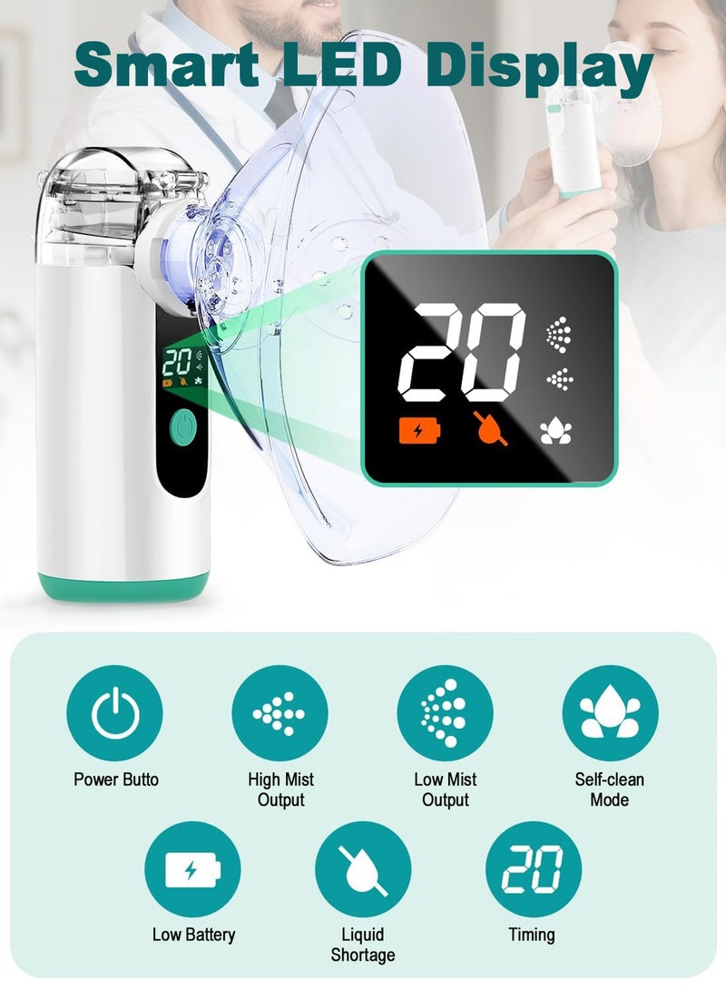 Chillspace Portable Nebulizer Machine, Mini Ultrasonic Vaporizer with Self-Clean Mode Adjustable Mist Output, Includes Masks and Mouthpieces, USB Rechargeable Handheld Nebuliser for Adults And Kids, Perfect for Home and Travel Use - Image 3