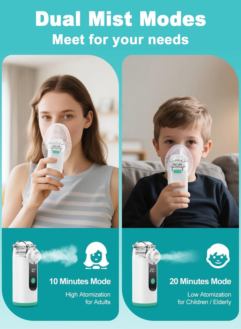 Chillspace Portable Nebulizer Machine, Mini Ultrasonic Vaporizer with Self-Clean Mode Adjustable Mist Output, Includes Masks and Mouthpieces, USB Rechargeable Handheld Nebuliser for Adults And Kids, Perfect for Home and Travel Use - Image 4