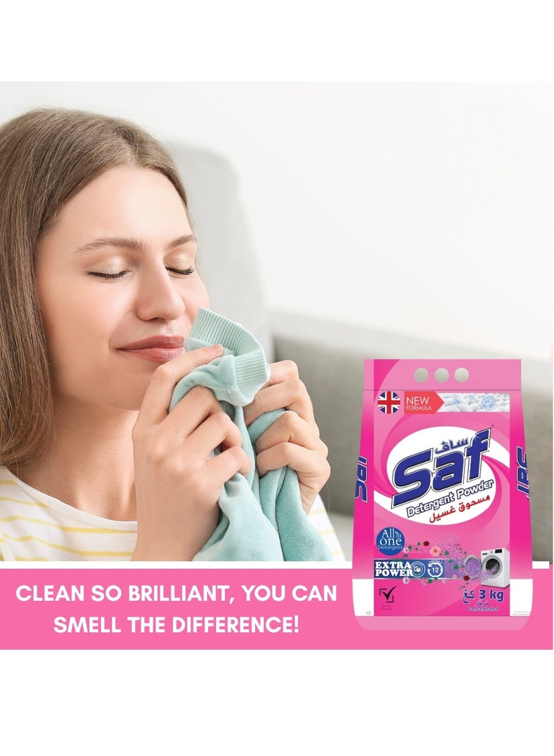SAF Detergent Powder 3kg, Pink Pack of 3 - Powerful Laundry Cleaning Solution for Vibrant Clothes  - Image 5