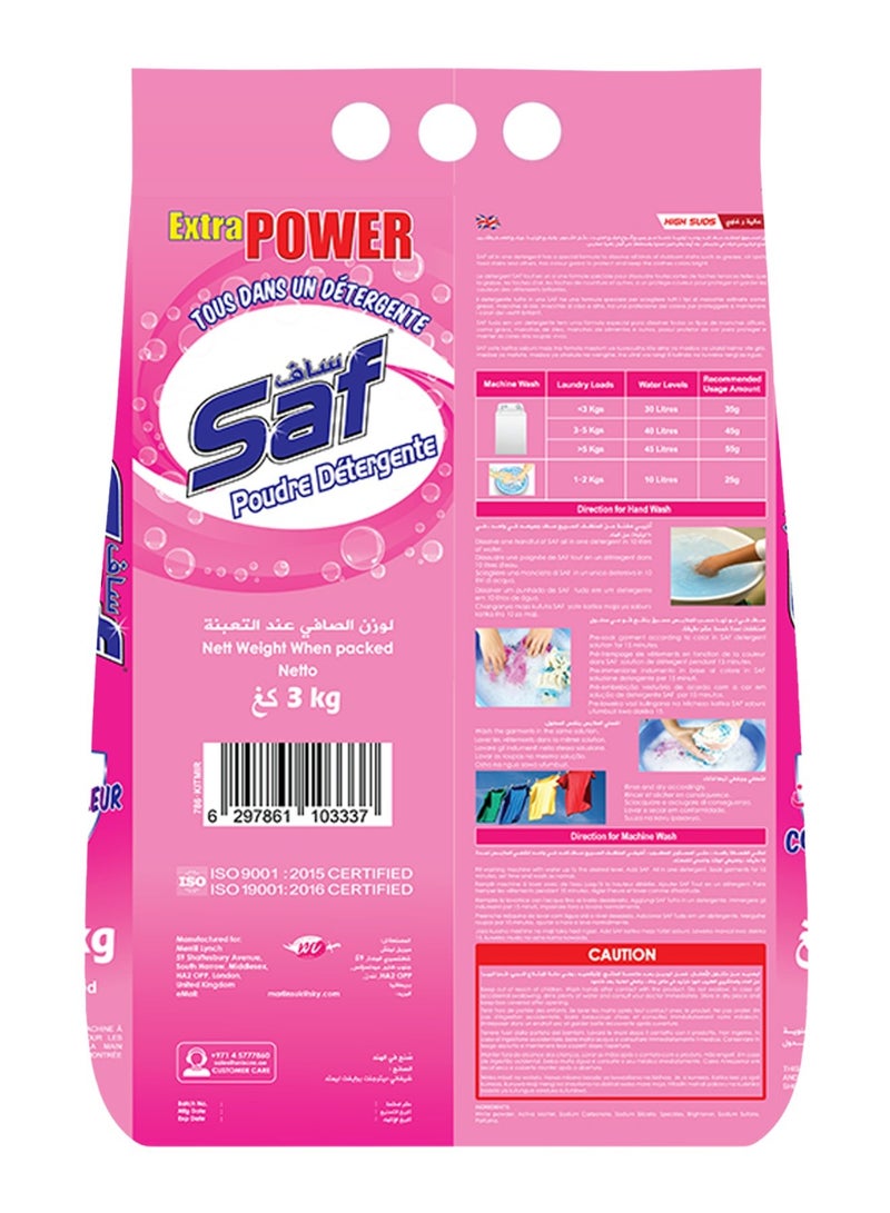 SAF Detergent Powder 3kg, Pink Pack of 3 - Powerful Laundry Cleaning Solution for Vibrant Clothes  - Image 2