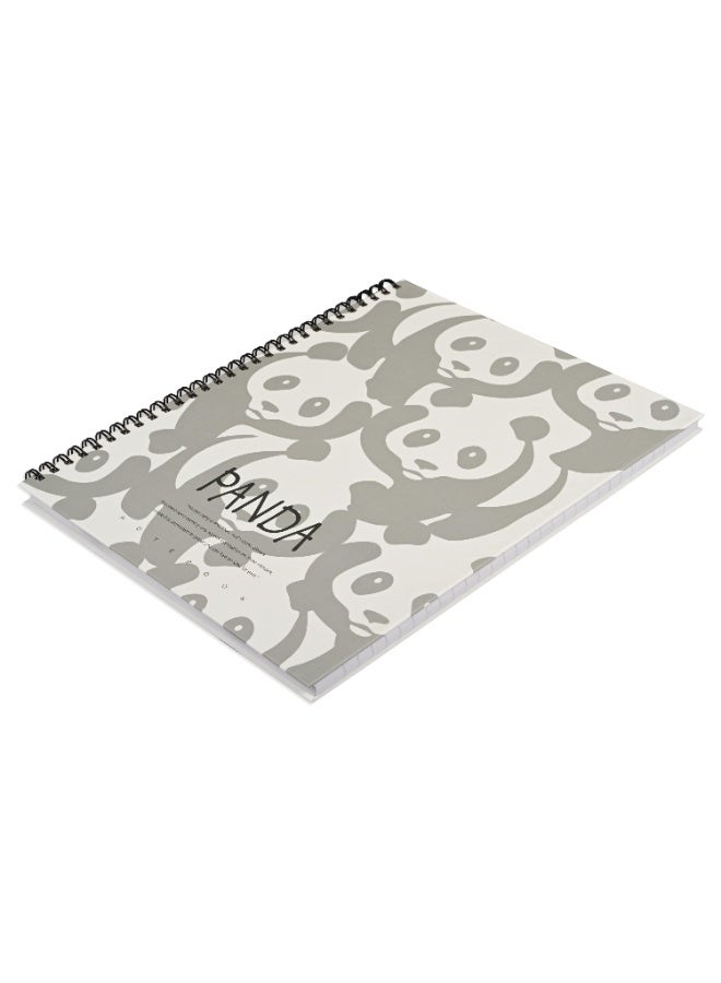 FIS Notebook Double Loop Spiral Binding, Hard Cover Materials, Size 10x8" Inches, 8mm Single Line Ruling, 96 Sheets, 192 Pages, Packet of 5 Pieces, Panda Cover Design 2-FSNBSHC1896-PAN2 - Image 1