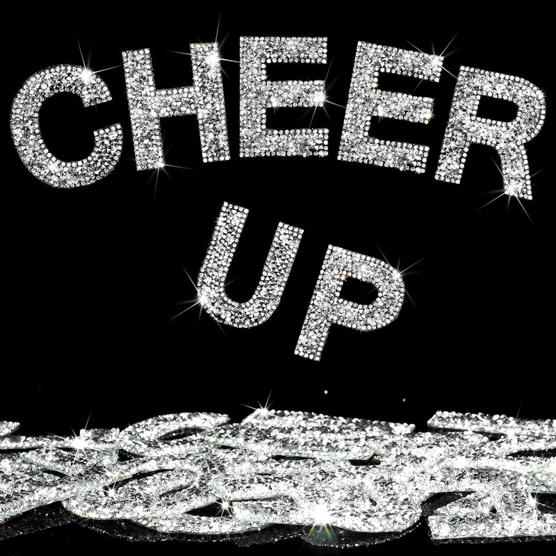 Locacrystal 34Pcs Rhinestone Letter Stickers Bling Glitter Alphabet A-Z Letters Self-Adhesive Crystal Rhinestones Word Sticker Iron on Letters for Clothing Art Crafts DIY Decors(Sliver+White,2.24") - Image 1