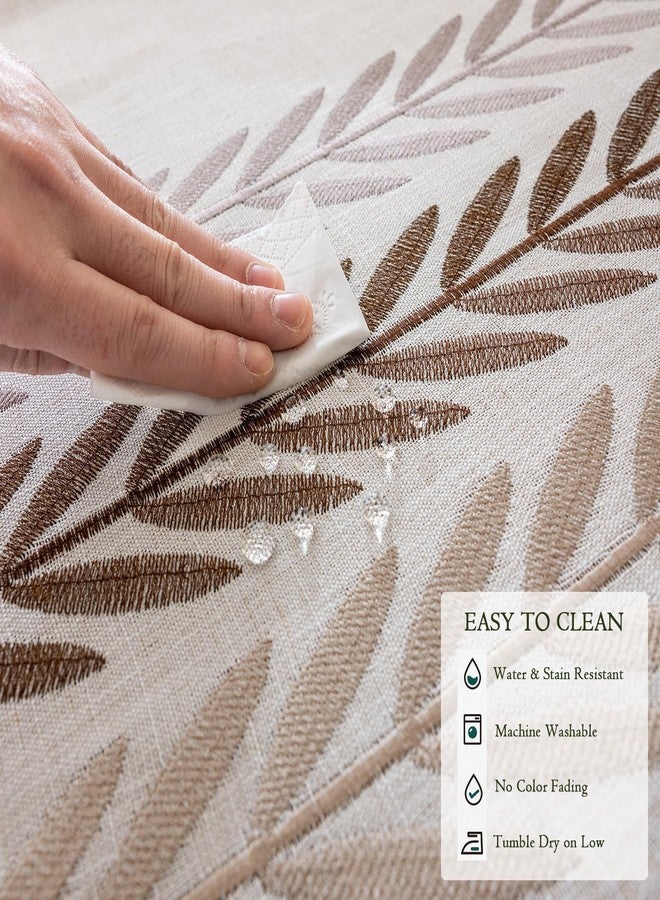 Joyfol Day Linen Tablecloths for Rectangle Table, Heavy Duty Beige Embroidery Tablecloths, Burlap Farmhouse Tablecloth, Waterproof and Wrinkle Free Table Cover, 70''x 55'' - Image 5
