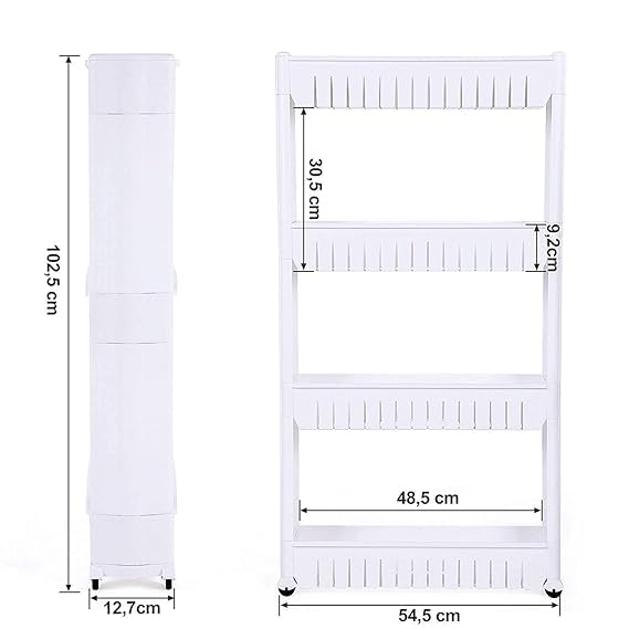 FAGVA 4 Layer Multipurpose Plastic Storage Organizer Slim Rack Shelf with Wheels Slim Slide Out Kitchen Trolley Rack Holder Storage Organizer for Kitchen Bathroom - Image 2
