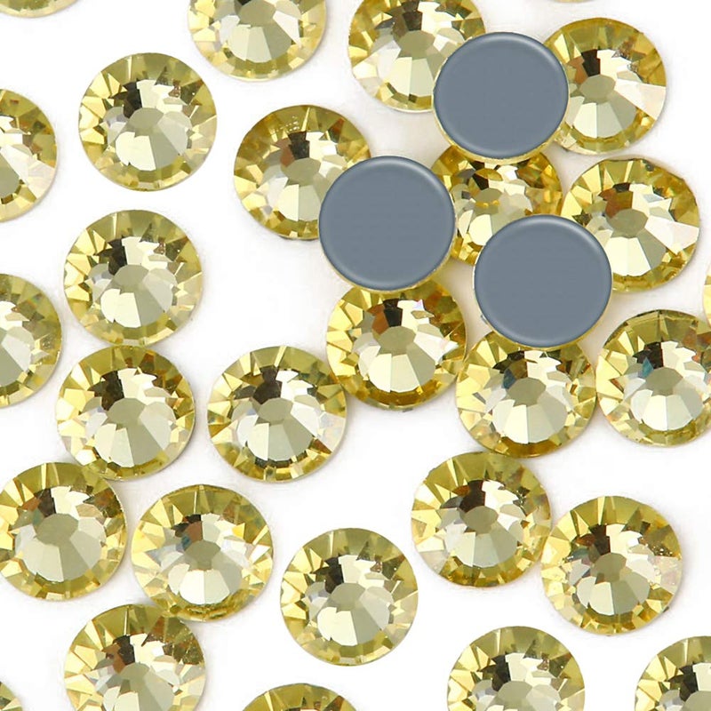 Dowarm 1440 Pieces Hotfix Crystal Rhinestones for Clothes Crafts Hot Fix Glue on Flatback Crystals Iron on Crystal Rhinestone Yellow Jonquil SS20