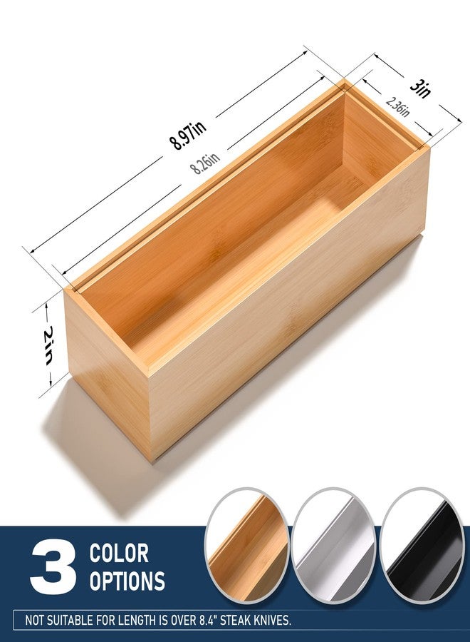 VeyFey Silverware Tray for Drawer, Stackable Kitchen Bamboo Drawer Organizer 9" x 3" x 2" Set of 2 - Image 4