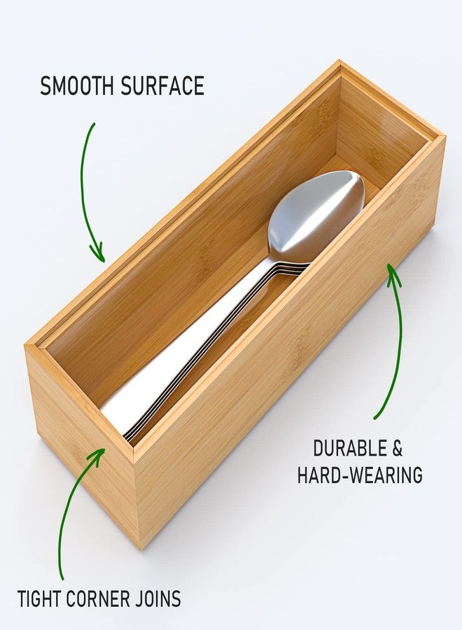 VeyFey Silverware Tray for Drawer, Stackable Kitchen Bamboo Drawer Organizer 9" x 3" x 2" Set of 2 - Image 5
