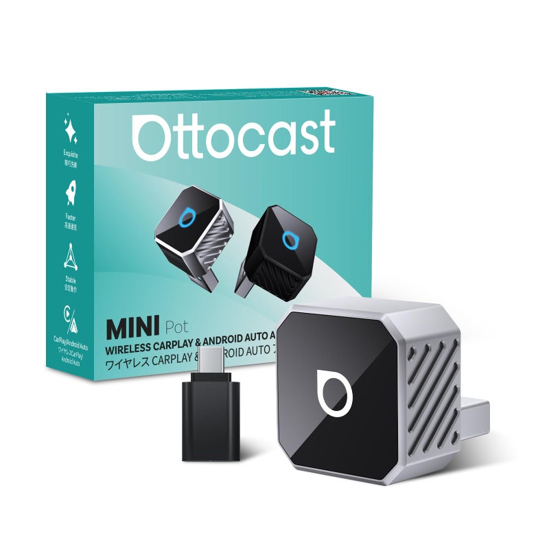 OTTOCAST Mini 30 Silver 2in1 Wireless CarPlay Android Auto Adapter Plug Play for iPhoneAndroid DualPhone Memory DualBand WiFi 245GHz AutoReconnect - Image 2