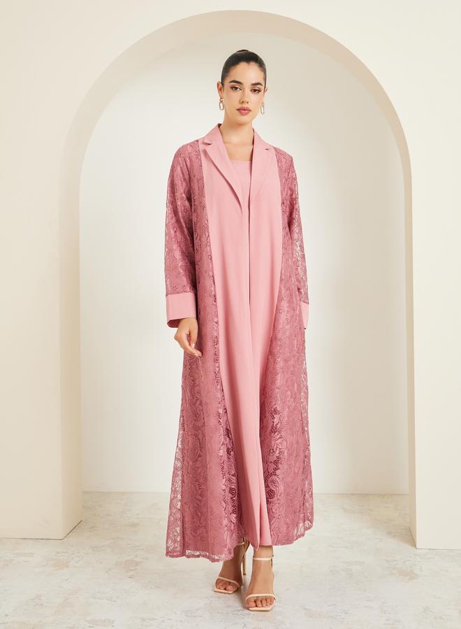 Amirah Women Lace Insert Abaya and Dress Modest Set - Image 3