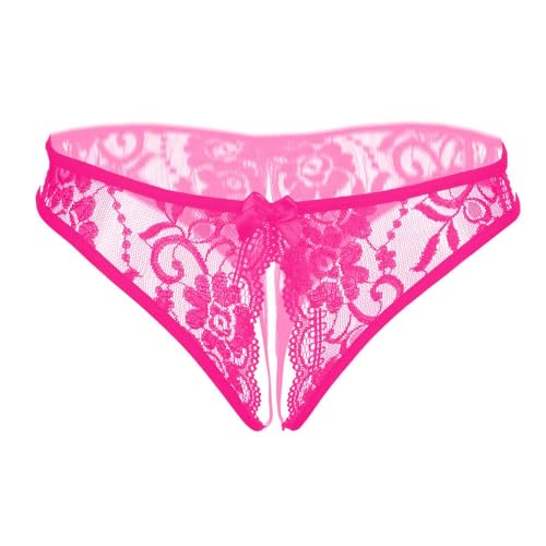 SLITHICE Women Sexy Floral Lace Briefs with Cute Bow Center (US, Alpha, Medium, Regular, Regular, Rose) - Image 1