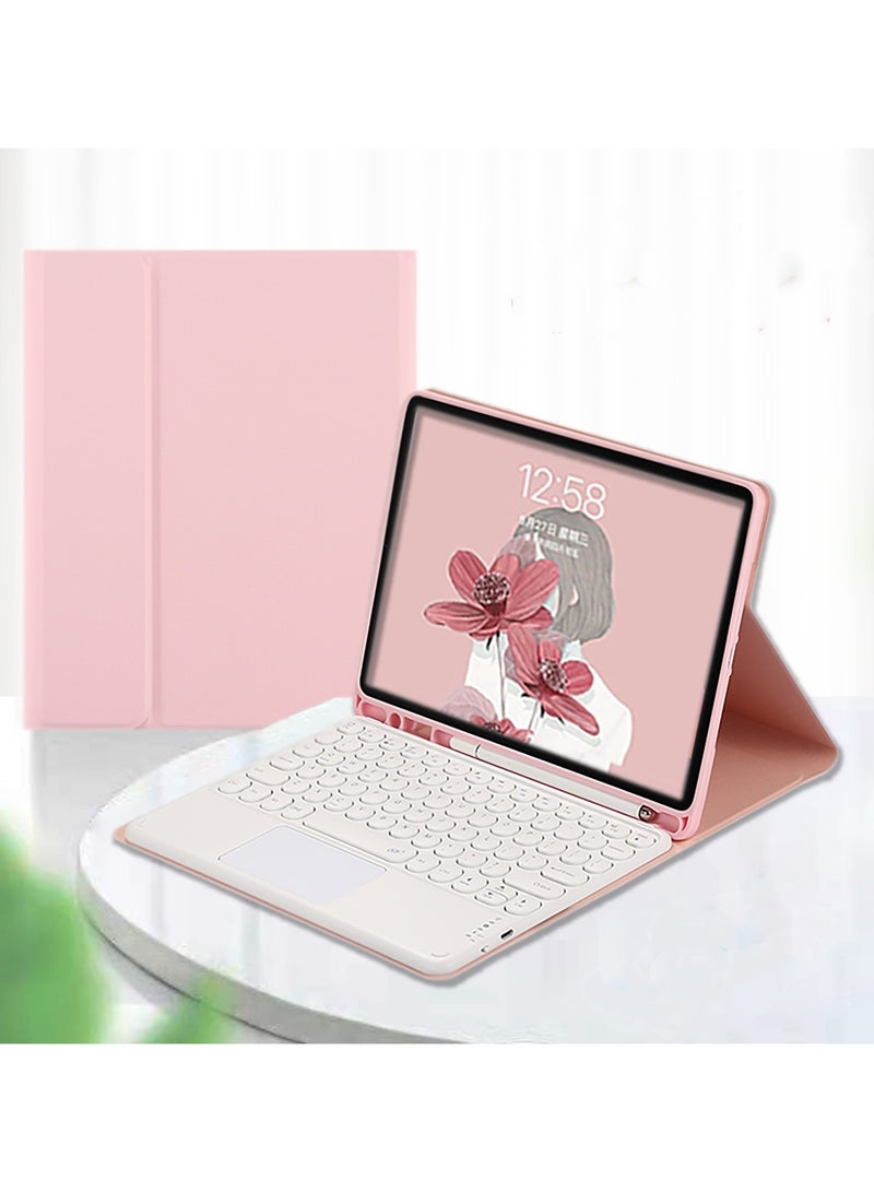 general Arabic and English Keyboard Case for Galaxy Tab S9 Ultra 2023 14.6 inch, Detachable Touchpad Keyboard Case with Pen Holder Retro Round Key Cute Color Keyboard