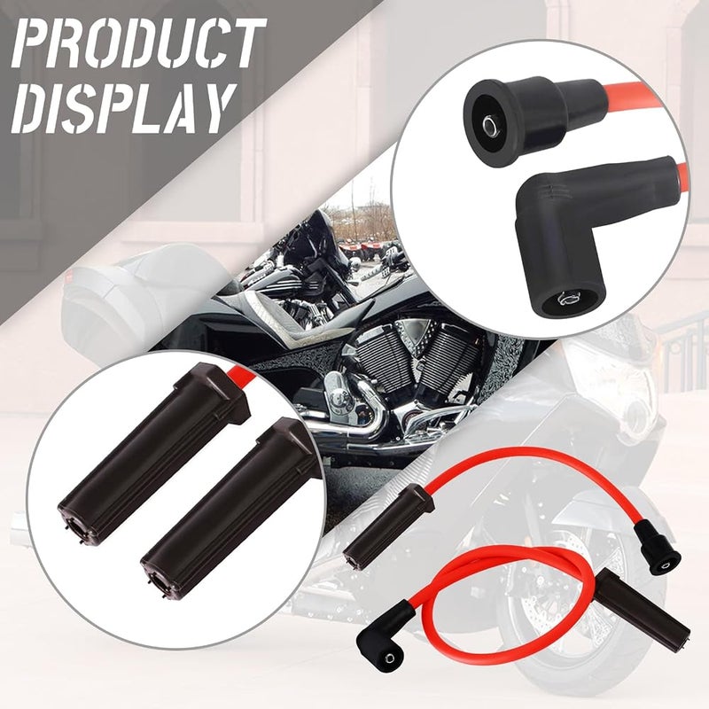 HQPARRTS 10mm Red Spark Plug Wires for 2008+ Victory Motorcycles (10mm Red Spark Plug Wires) - Image 4