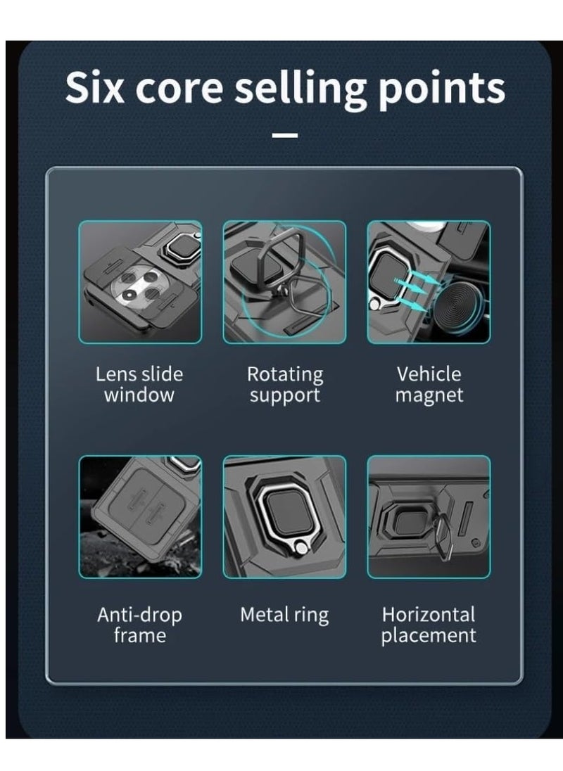 Generic Case Compatible with Honor X9c 5G Case 360° Metal Ring Magnetic Kickstand Shell with Camera Lens Slide Window  - Image 4