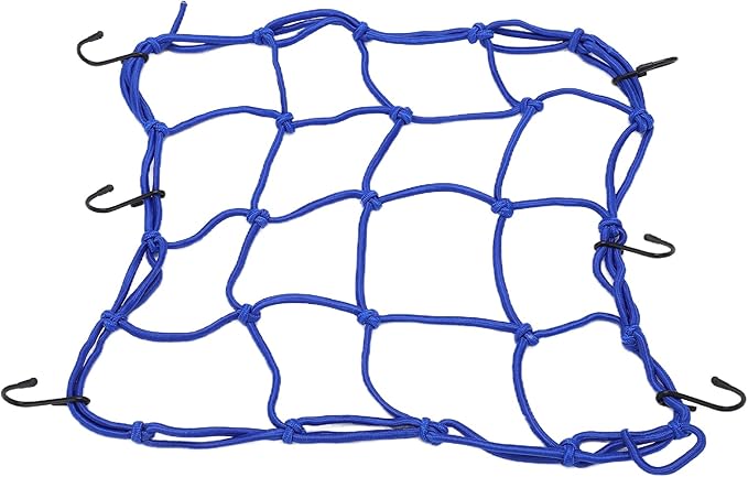 Heavy Duty Elastic Bungee Net With Hooks Blue Storage For Motorcycles Electric Vehicles - Image 1