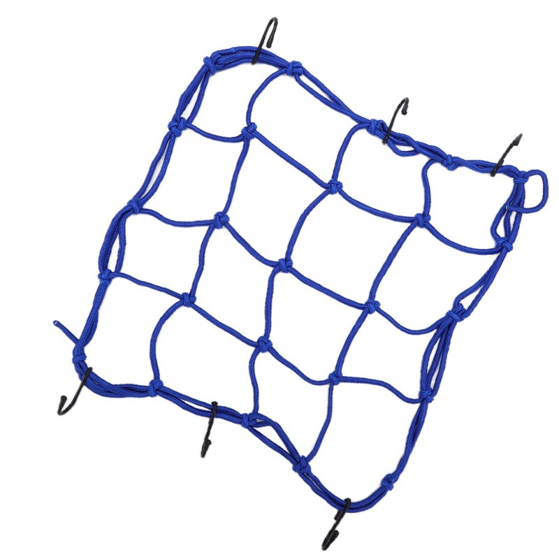 Heavy Duty Elastic Bungee Net With Hooks Blue Storage For Motorcycles Electric Vehicles - Image 3