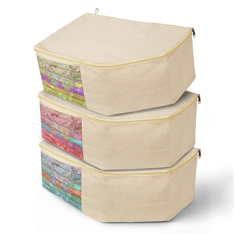 Solstice منظم بلوزات قماش قطن للدواليب – عبوة من 3 | أغطية بلوزات للتخزين | 38x25x17 سم - Image 1