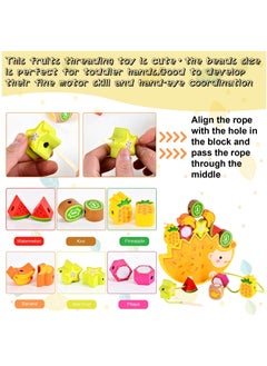 SYOSI Hedgehog Wooden Balance Blocks Stacking Lacing Toys, Fruits Lacing Beads Threading for Toddlers 1-3 STEM Montessori Educational Building Blocks Game for Kids 3 4 5 6 Years Old Boy Girl Gifts  - Image 3