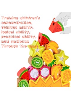SYOSI Hedgehog Wooden Balance Blocks Stacking Lacing Toys, Fruits Lacing Beads Threading for Toddlers 1-3 STEM Montessori Educational Building Blocks Game for Kids 3 4 5 6 Years Old Boy Girl Gifts  - Image 5