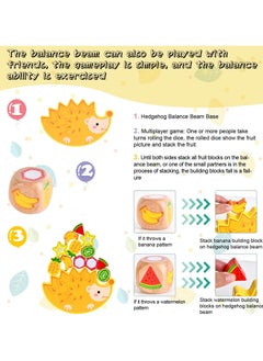 SYOSI Hedgehog Wooden Balance Blocks Stacking Lacing Toys, Fruits Lacing Beads Threading for Toddlers 1-3 STEM Montessori Educational Building Blocks Game for Kids 3 4 5 6 Years Old Boy Girl Gifts  - Image 2