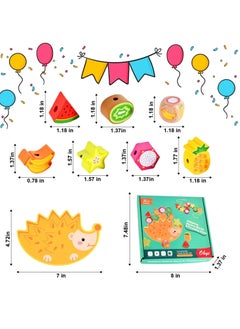 SYOSI Hedgehog Wooden Balance Blocks Stacking Lacing Toys, Fruits Lacing Beads Threading for Toddlers 1-3 STEM Montessori Educational Building Blocks Game for Kids 3 4 5 6 Years Old Boy Girl Gifts  - Image 4