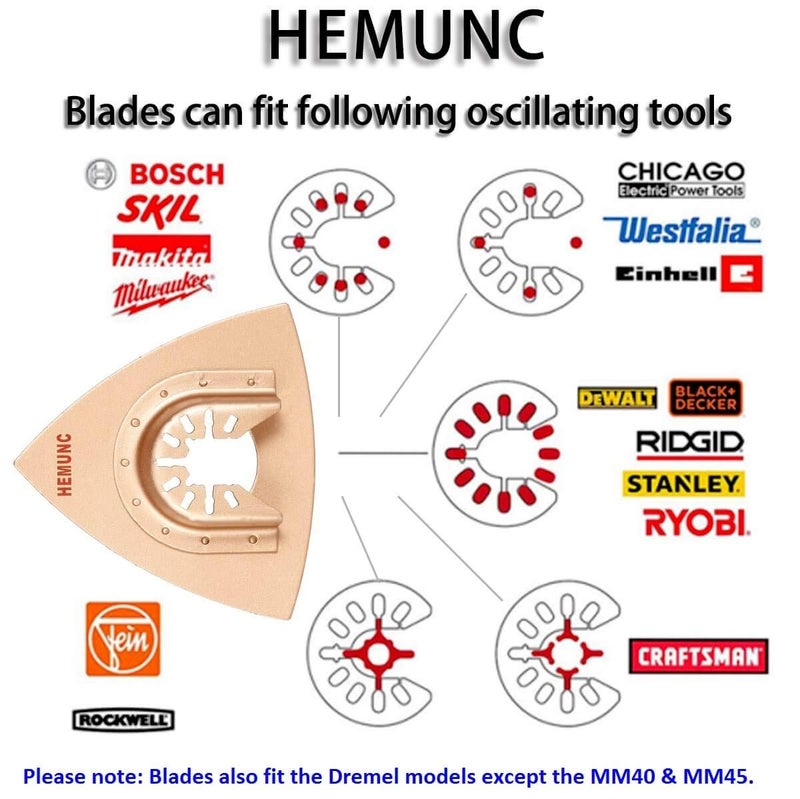 HEMUNC 26 Diamond Carbide Oscillating Multitool Quick Release Saw Blades Tile Repair Set Compatible with Dewalt Fein Multimaster Porter Cable Bosch Dremel Ridgid Makita Milwaukee Rockwell - Image 3