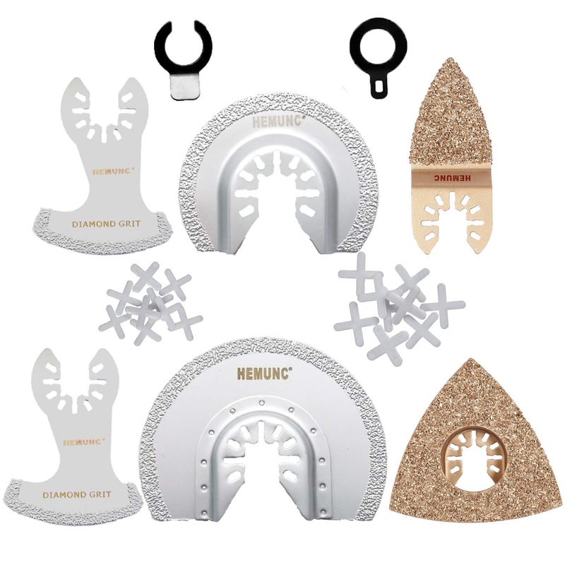 HEMUNC 26 Diamond Carbide Oscillating Multitool Quick Release Saw Blades Tile Repair Set Compatible with Dewalt Fein Multimaster Porter Cable Bosch Dremel Ridgid Makita Milwaukee Rockwell - Image 1