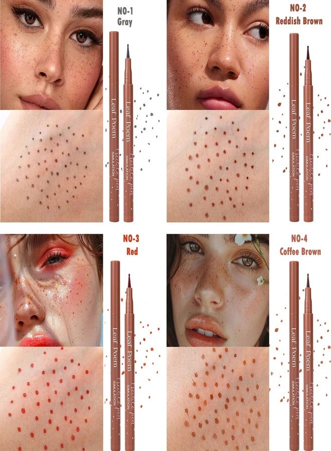 Liopif Freckles Pen to Create Natural Sunkissed Makeup,Lifelike Faux Face Freckle Pens Waterproof and Long Lasting,Soft Dot Sopt Magic Freckle Pens - 01 Gray (2PACK) - Image 5