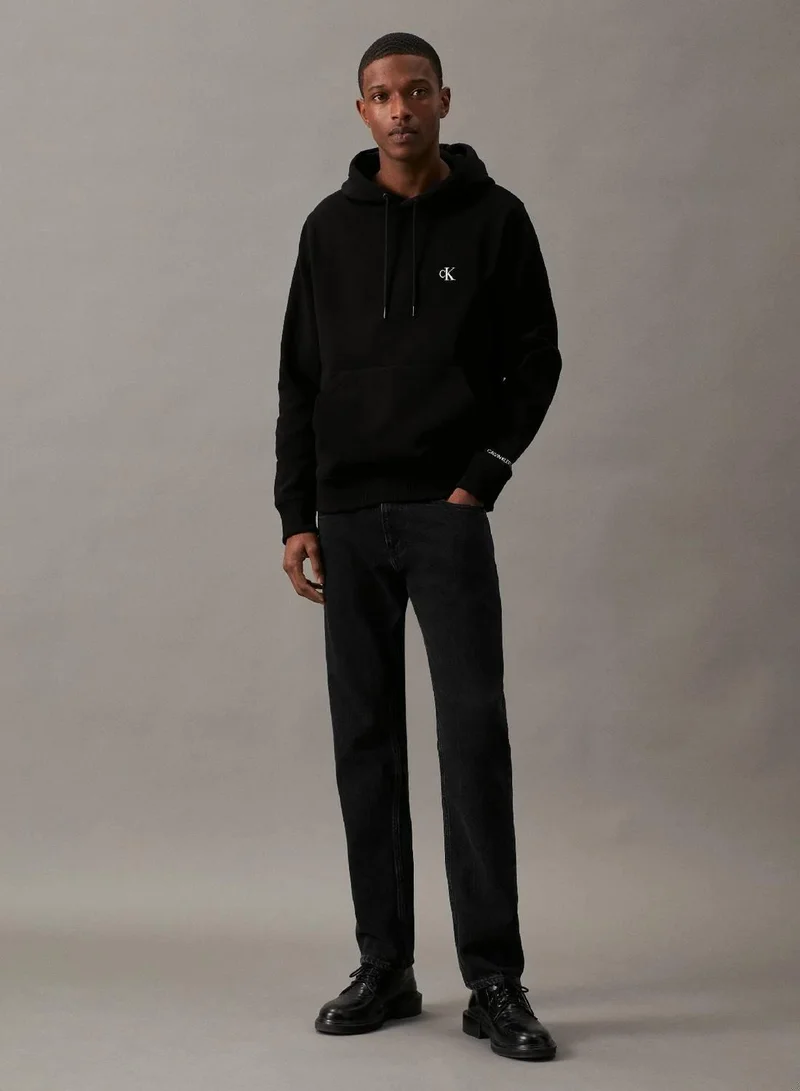 Calvin Klein Jeans Ck Black Cotton Blend Fleece Hoodie for Men | Best Price UAE
