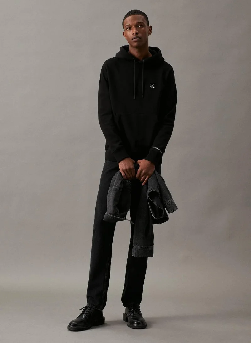 Calvin Klein Jeans Ck Black Cotton Blend Fleece Hoodie for Men | Best Price UAE