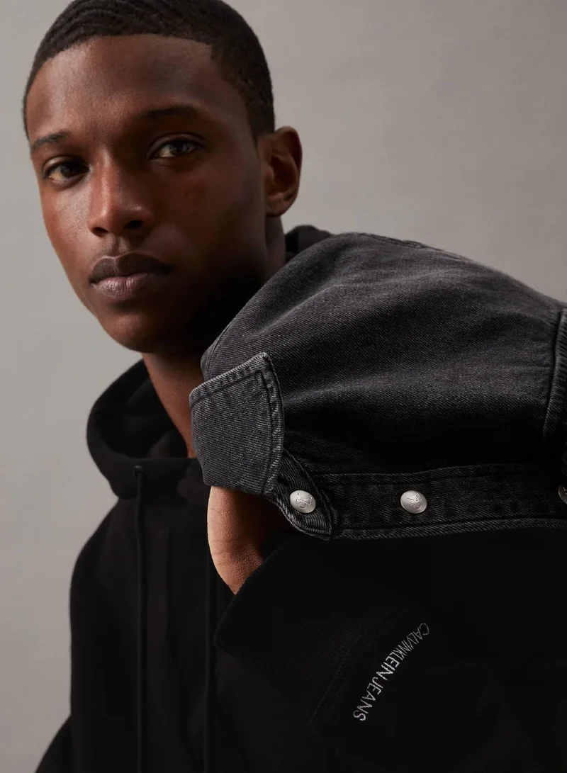 Calvin Klein Jeans Ck Black Cotton Blend Fleece Hoodie for Men | Best Price UAE