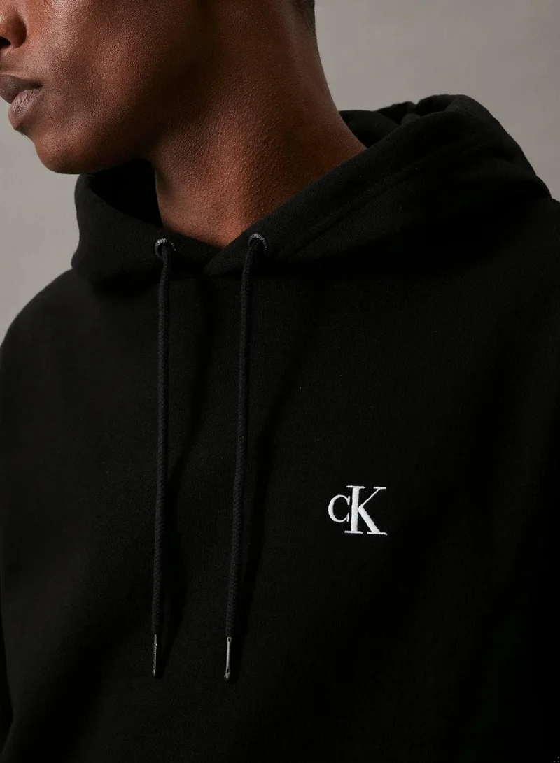 Calvin Klein Jeans Ck Black Cotton Blend Fleece Hoodie for Men | Best Price UAE