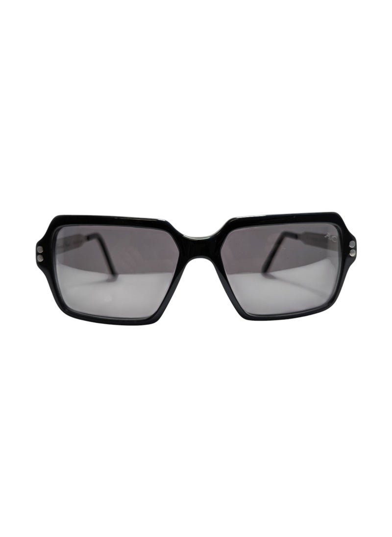 Armando Cavelli - Authentic Armando Cavelli sunglasses, crafted from carefully selected premium acetate for a luxurious look and longevity with extensive use. This model combines modernity and classic style, with a raw black acetate front and silver -plated metal temples to complete your luxury look. Comes with premium polymer lenses offer UV400 protection in a blue grey - Image 1