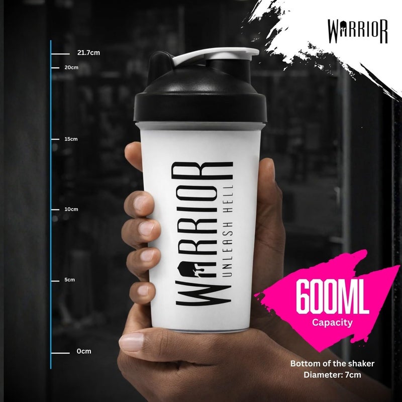 Warrior Protein Shaker Bottle, Includes Wire Mixball Blender – 600ml – Perfect for Mixing Powdered Shakes, Clear, BPA Free, Dishwasher Safe - Image 5