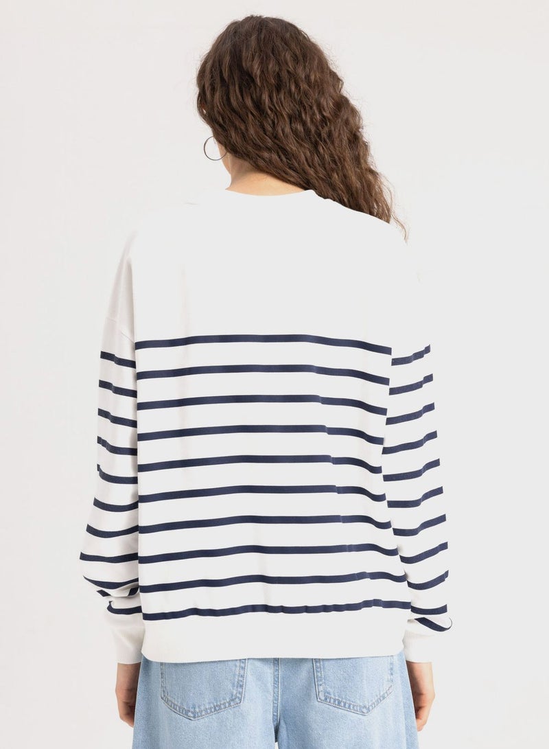 DeFacto Relax Fit Striped Sweatshirt  - Image 2