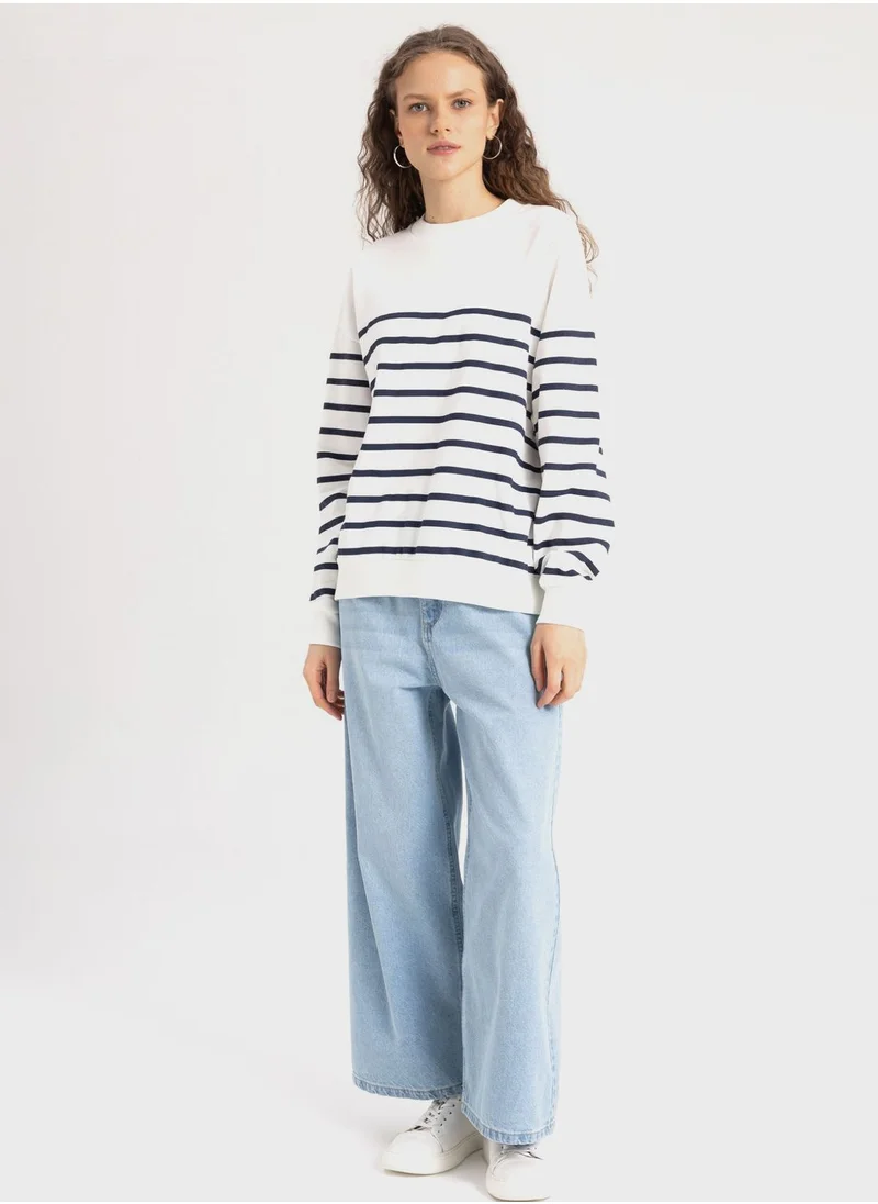 DeFacto Relax Fit Striped Sweatshirt