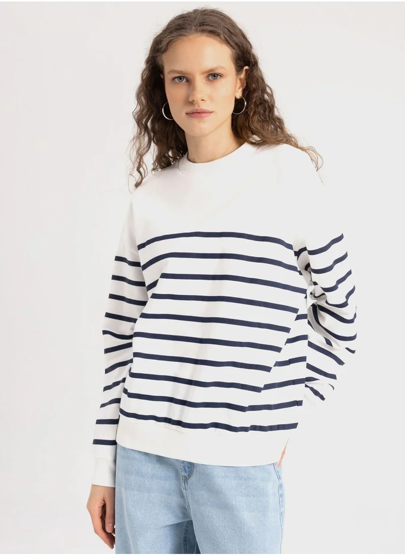 DeFacto Relax Fit Striped Sweatshirt