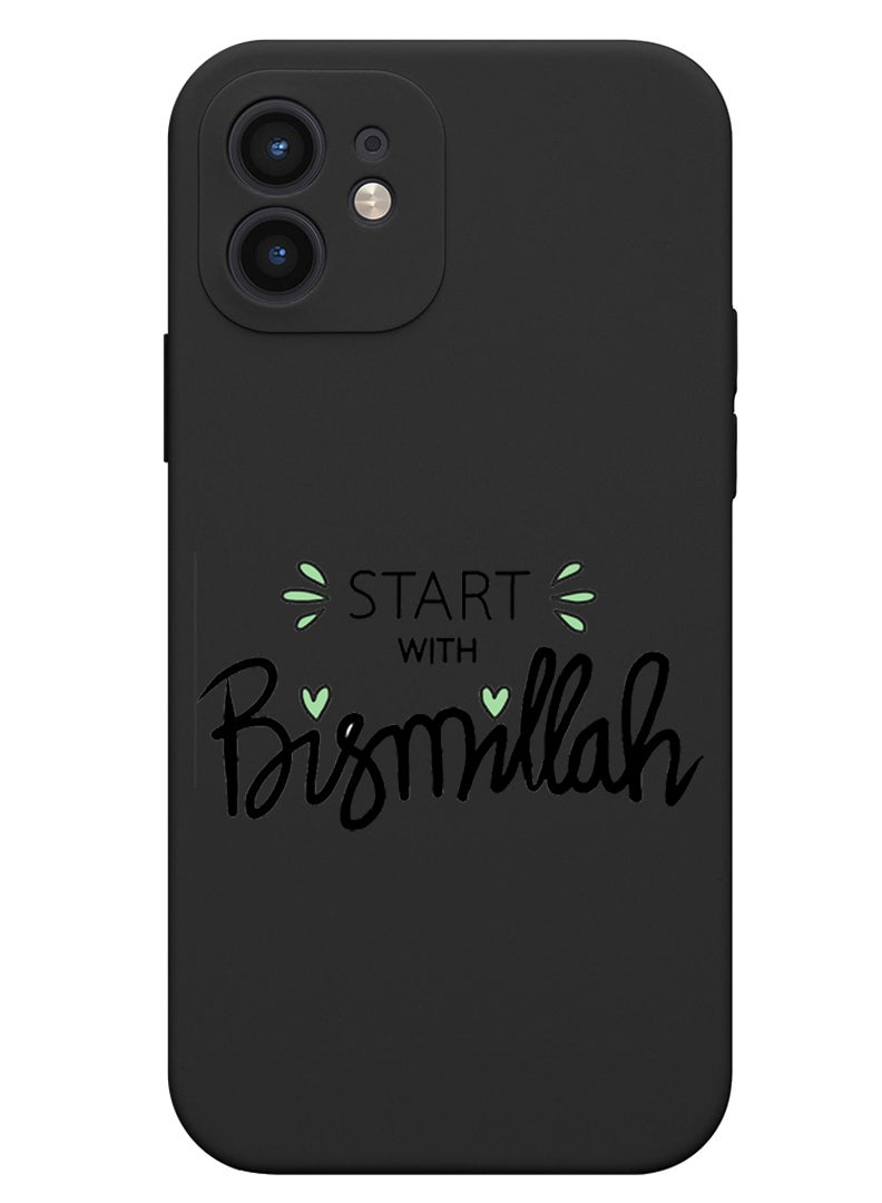 Theodor Protective Slim Fit Case Liquid Silicone Cover with Full Body Protection Anti-Scratch Shockproof Case For iPhone 12 Black  - Start with Bismillah - Image 1
