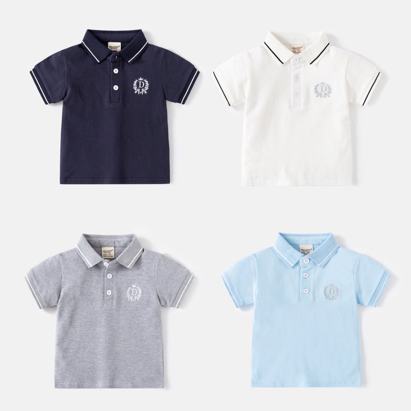 Children'S Short-Sleeved T-Shirt 2026 New Style Boys' Polo Shirt Baby Short-Sleeved Top Korean Style Embroidered Fashion Kidsren'S Clothing Trend - Image 2